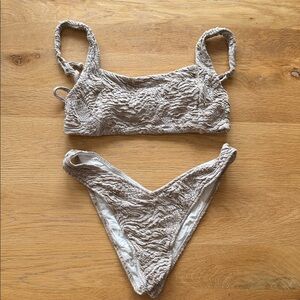 Textured Beige Women’s Bikini Set - Neutral Swim Top & Bottom